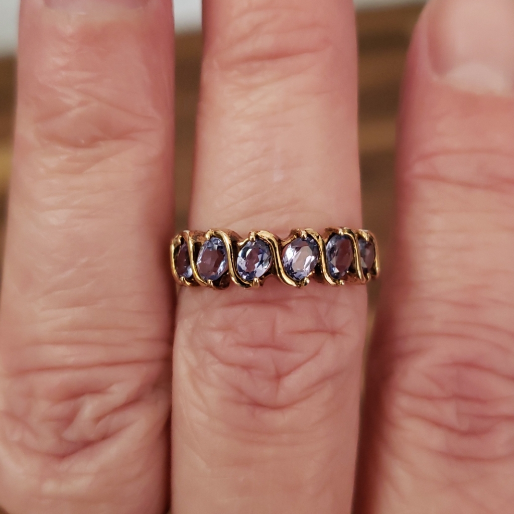 Host Pick. 5 Stone, 1 Carat Tanzanite Ring 10k Gold Size 7